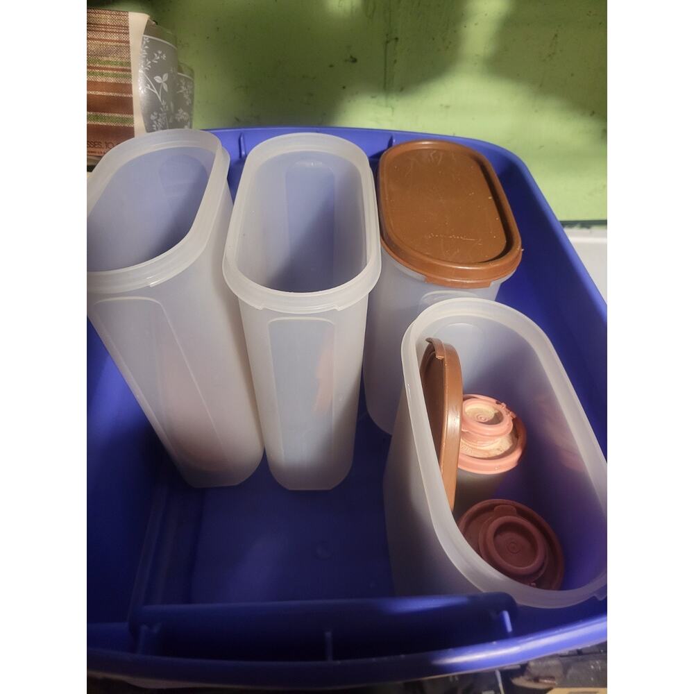 Tupperware Retired Set Of 4 Storage/Cereal, Brown With Lids